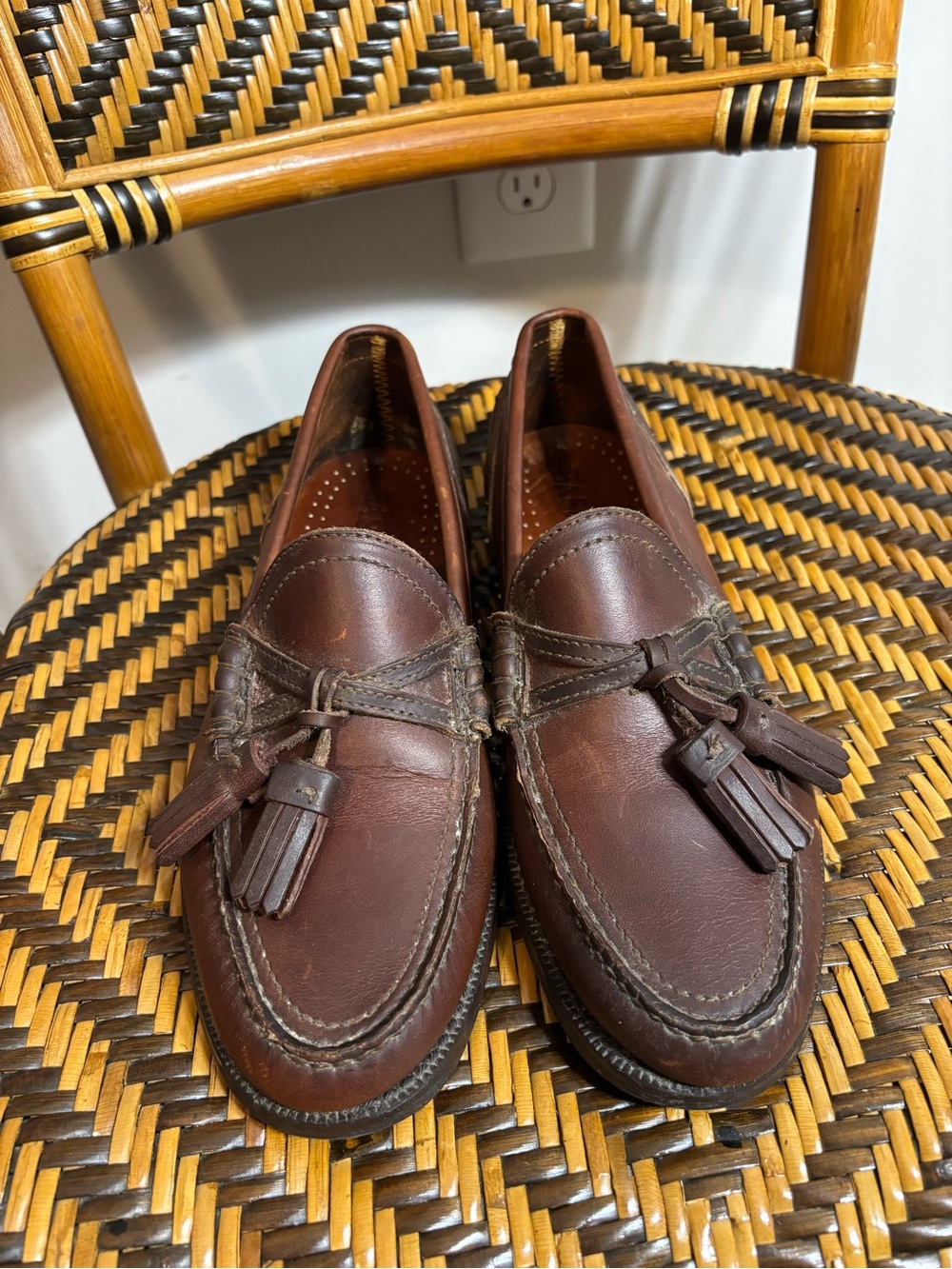 Bass Brown Leather Tassel Loafers Business Casual Preppy 8M